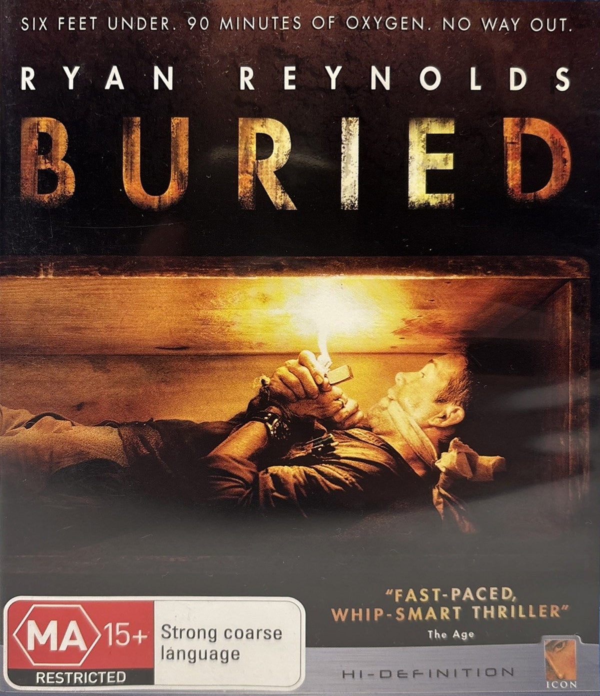 Buried Blu-ray – Australian edition front cover starring Ryan Reynolds