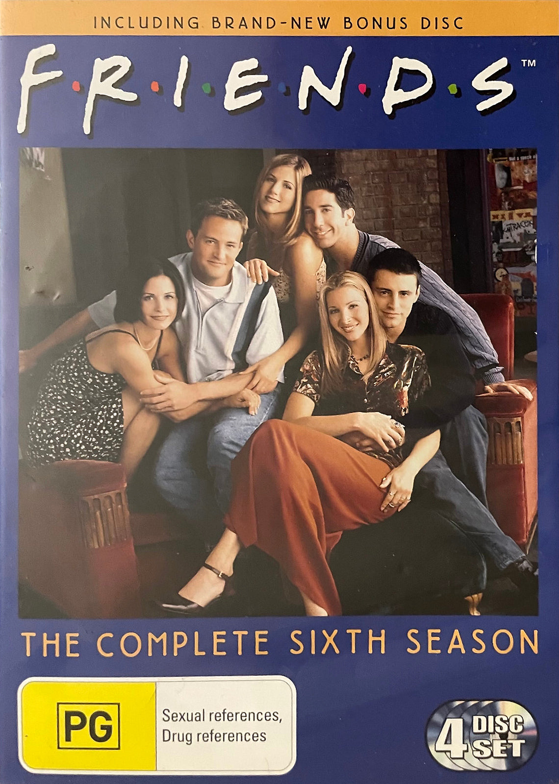 Friends: The Complete Sixth Season DVD – Australian four-disc edition with bonus disc, blue front cover