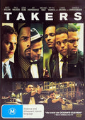 Takers DVD cover featuring Matt Dillon, Paul Walker and Idris Elba