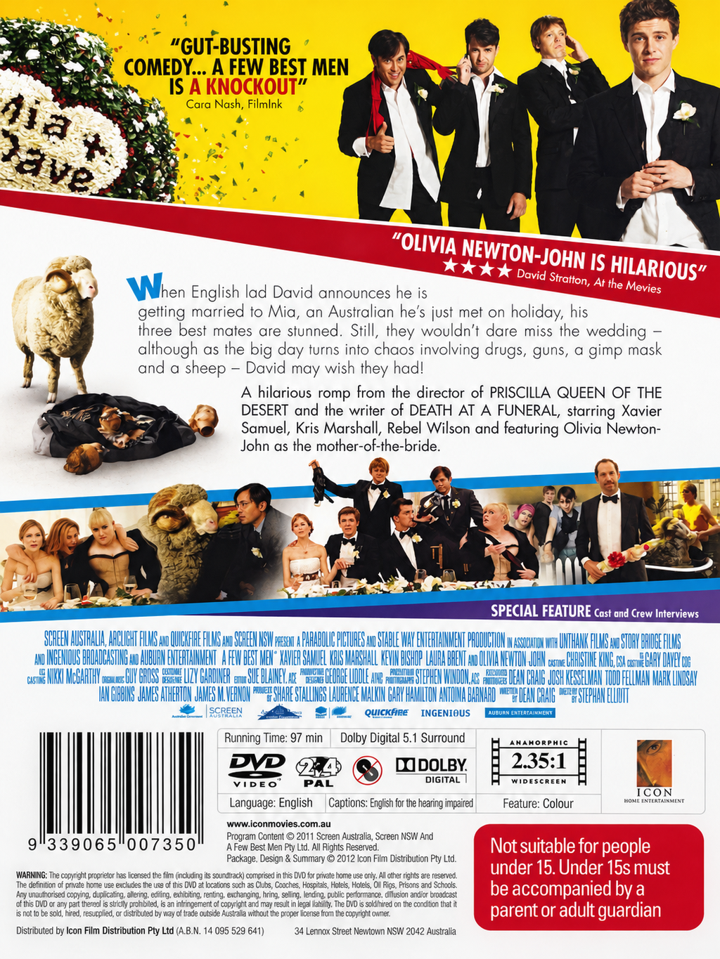 A Few Best Men Region 2 and 4 DVD rear cover — cleaned reference artwork