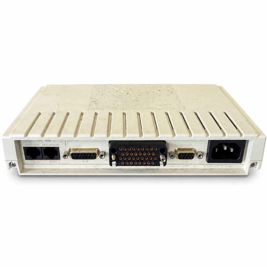 ADTRAN SHDSL NTU rear connections on white background — cleaned reference photo
