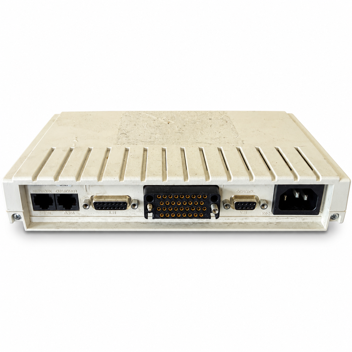ADTRAN SHDSL NTU rear connections on white background — cleaned reference photo