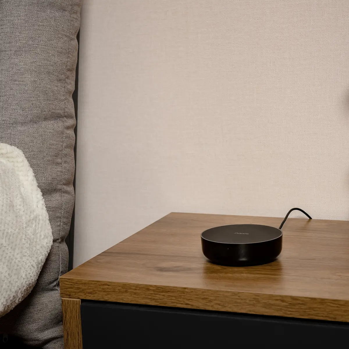 Aqara Hub M2 - bedside - manufacturer reference image; other devices shown are not included