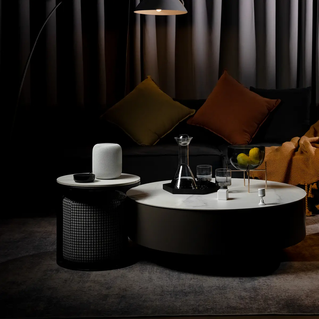 Aqara Hub M2 - living room - manufacturer reference image; other devices shown are not included