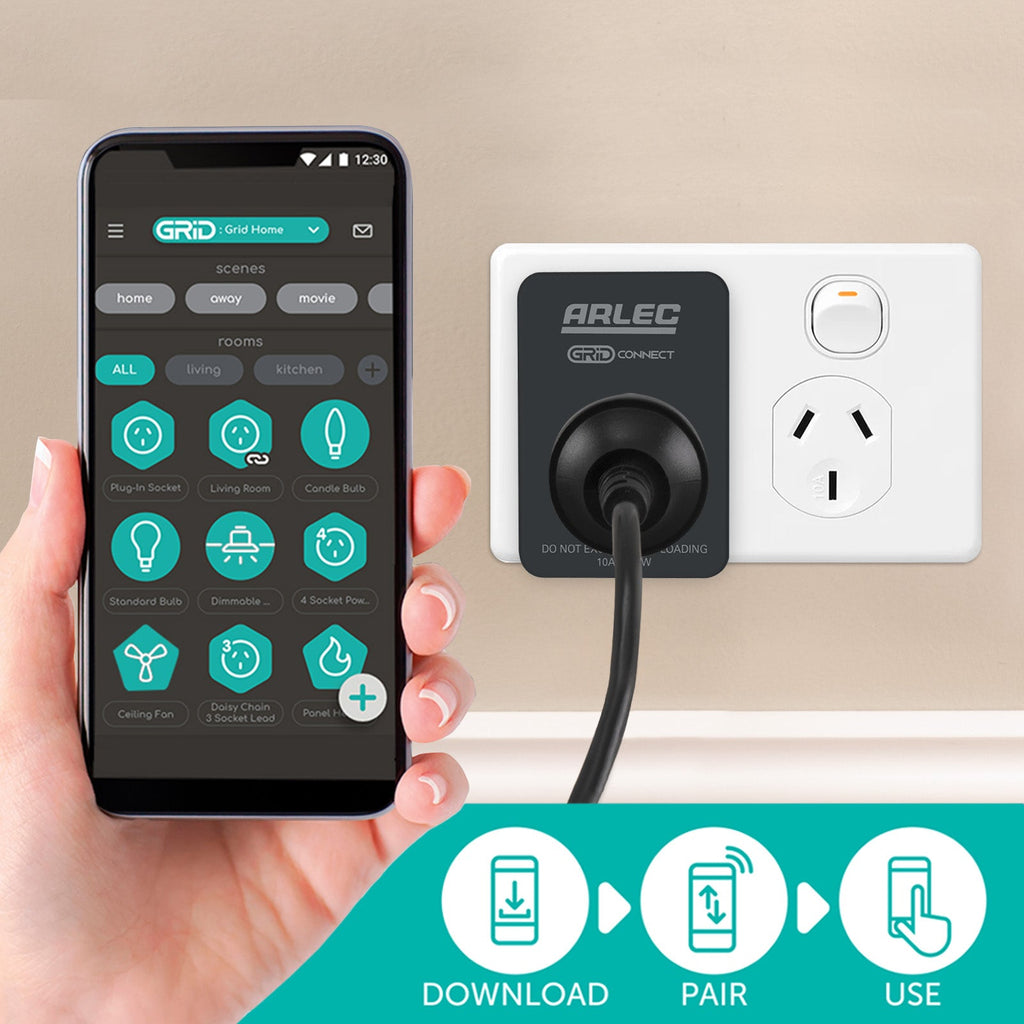 Arlec PC191BKHA black smart plug - app control - manufacturer reference image, not the actual used item