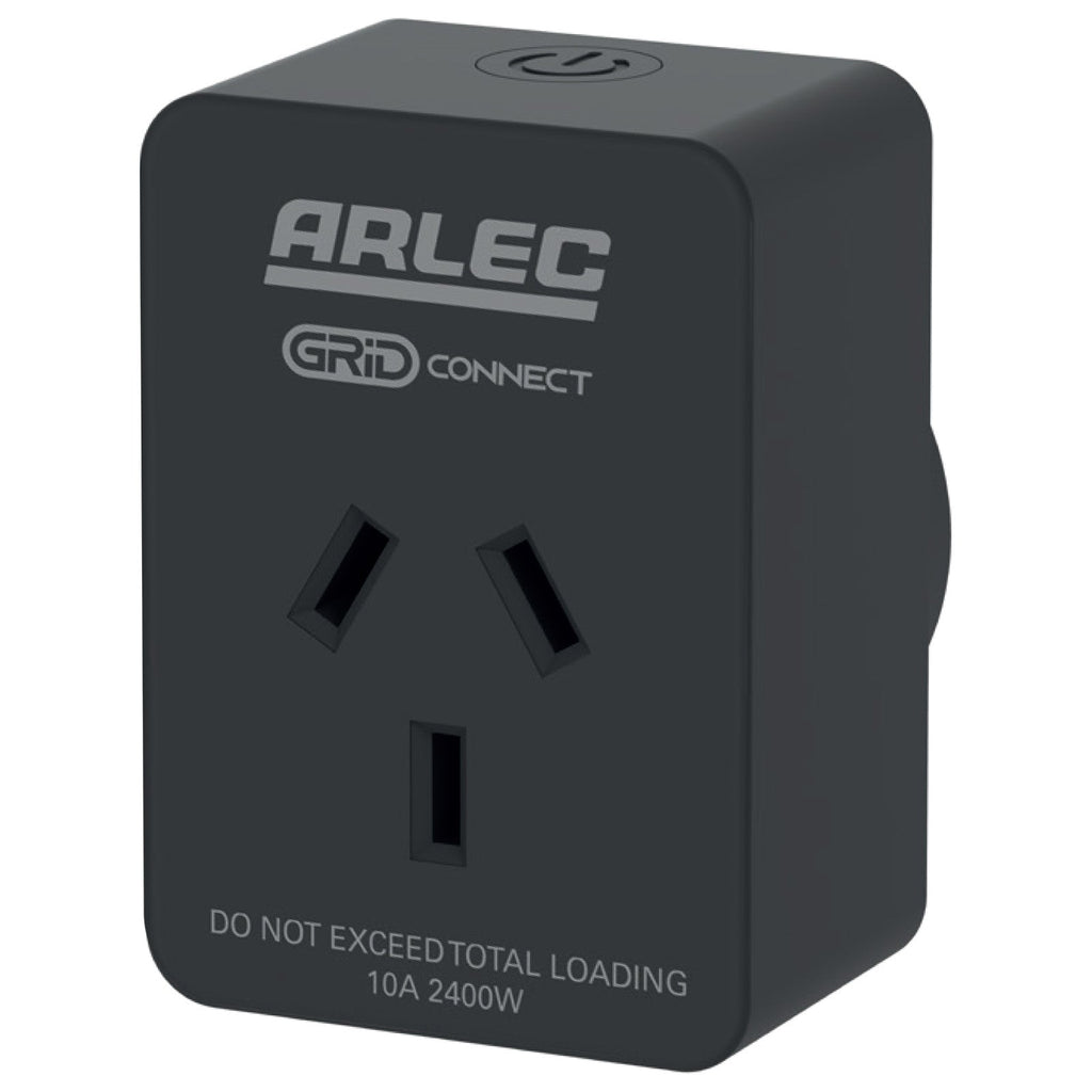 Arlec PC191BKHA black smart plug - front - manufacturer reference image, not the actual used item