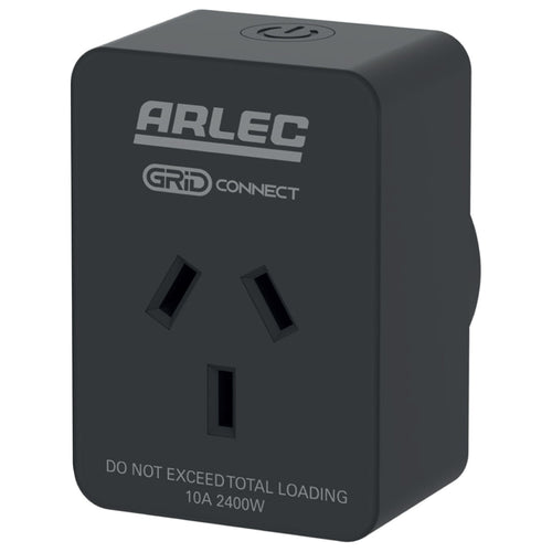 Arlec PC191BKHA black smart plug - front - manufacturer reference image, not the actual used item