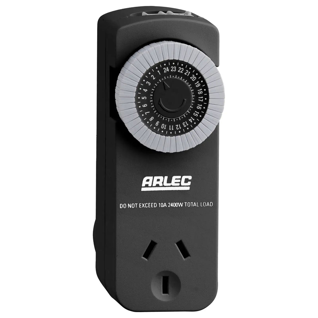Arlec PC726BK black compact 24-hour mechanical timer - manufacturer reference 1