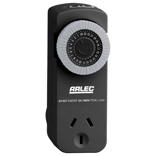 Arlec PC726BK black compact 24-hour mechanical timer - manufacturer reference 1
