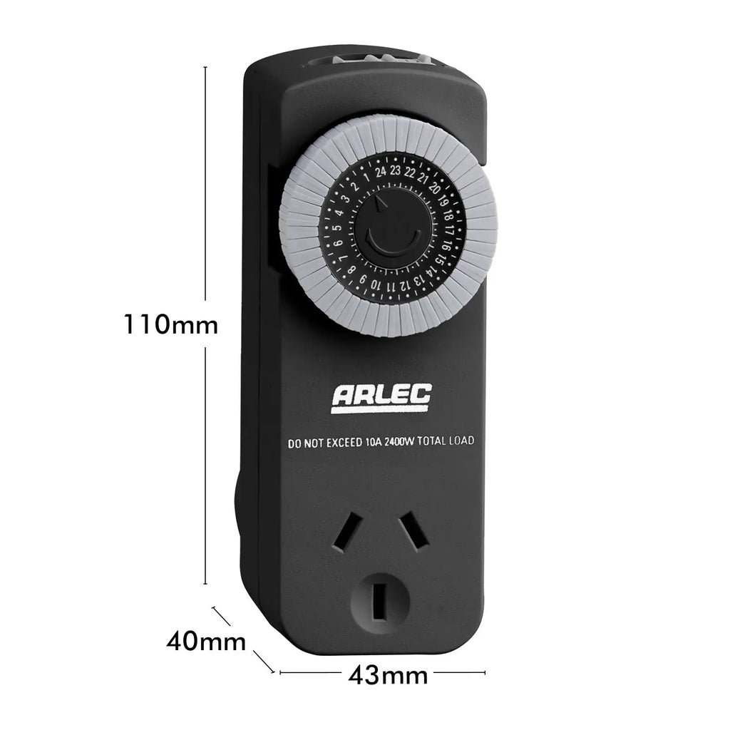 Arlec PC726BK black compact 24-hour mechanical timer - manufacturer reference 4