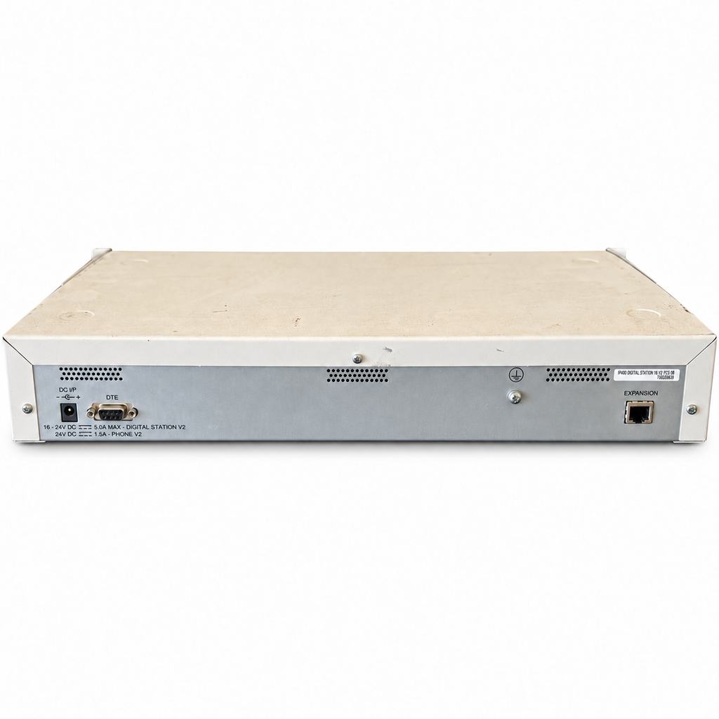 Avaya IP400 Digital Station 16 V2 expansion module – rear view on white background, showing power, DTE and expansion connections