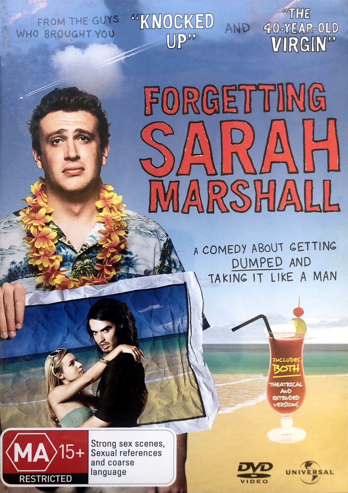 Forgetting Sarah Marshall Australian DVD cover featuring Jason Segel, Kristen Bell and Russell Brand