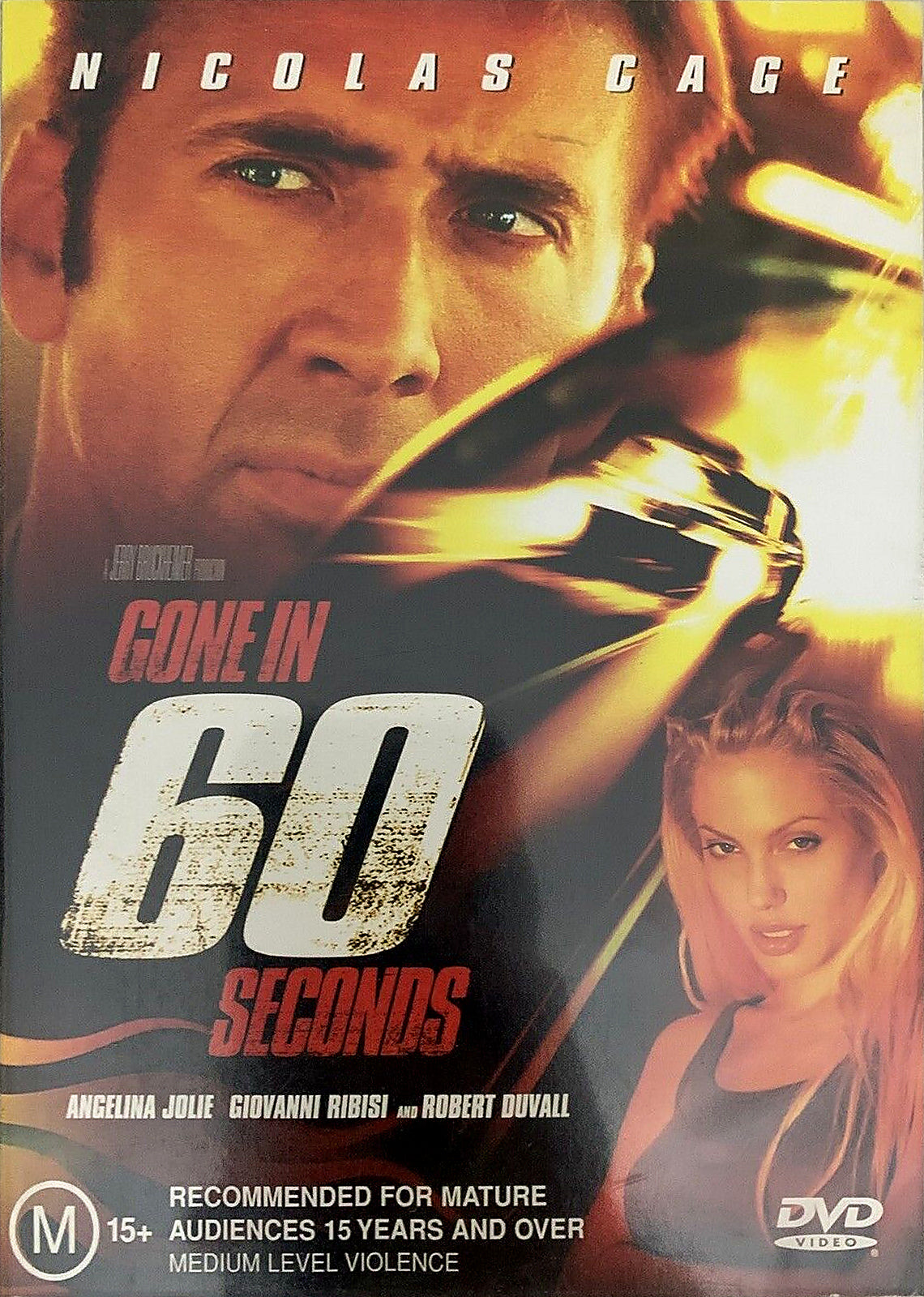 Gone in 60 Seconds DVD Australian Region 4 front cover with Nicolas Cage and Angelina Jolie