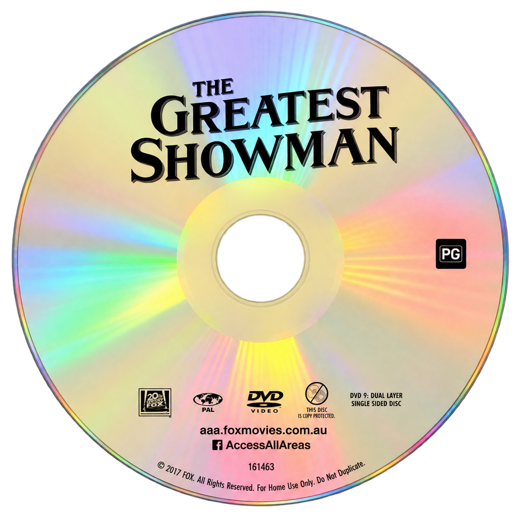 The Greatest Showman Region 4 DVD disc – cleaned reference image