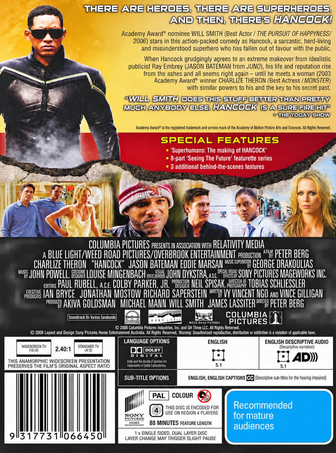 Hancock Australian DVD rear cover artwork — cleaned and cropped reference image