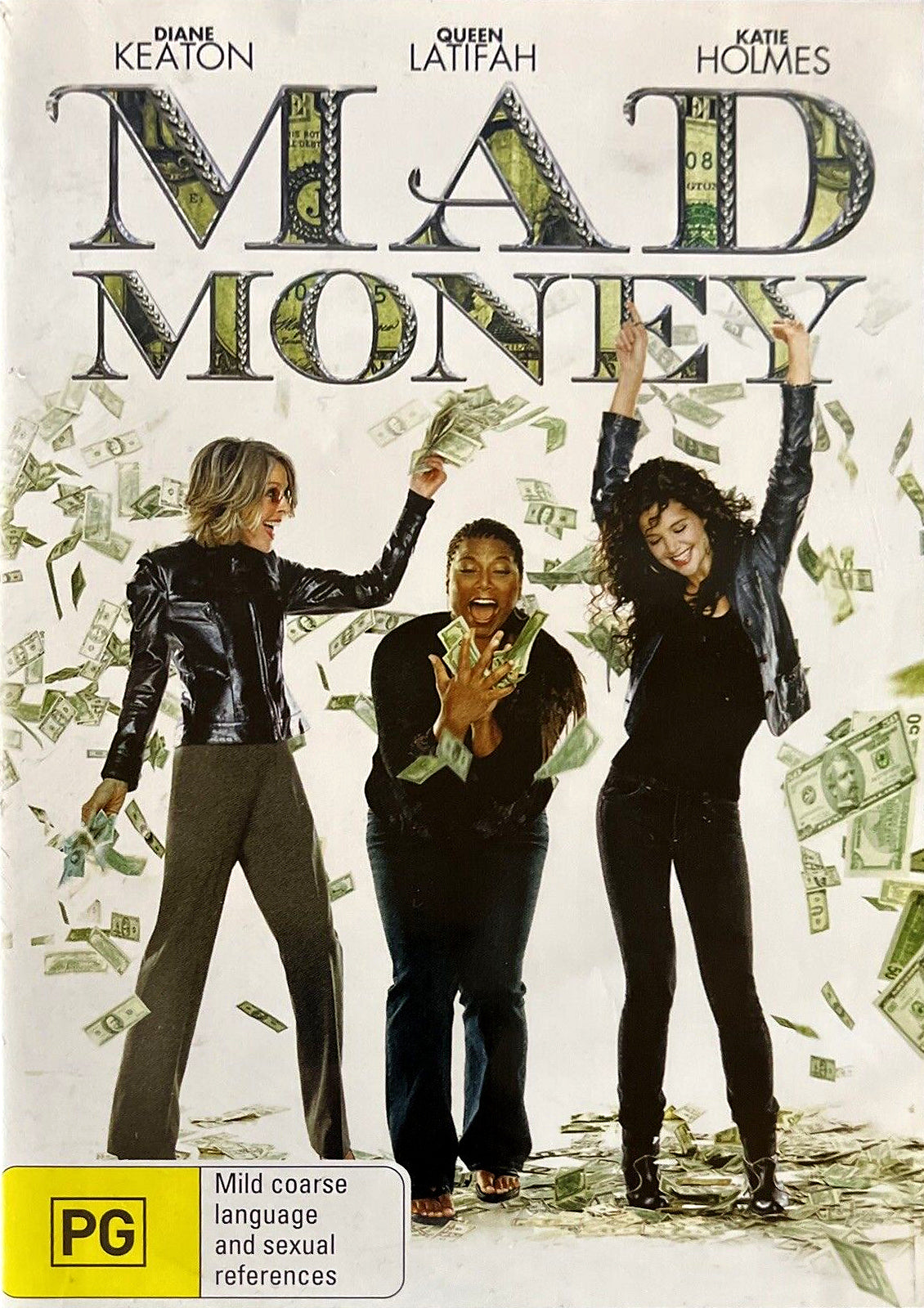 Mad Money DVD front cover featuring Diane Keaton, Queen Latifah and Katie Holmes
