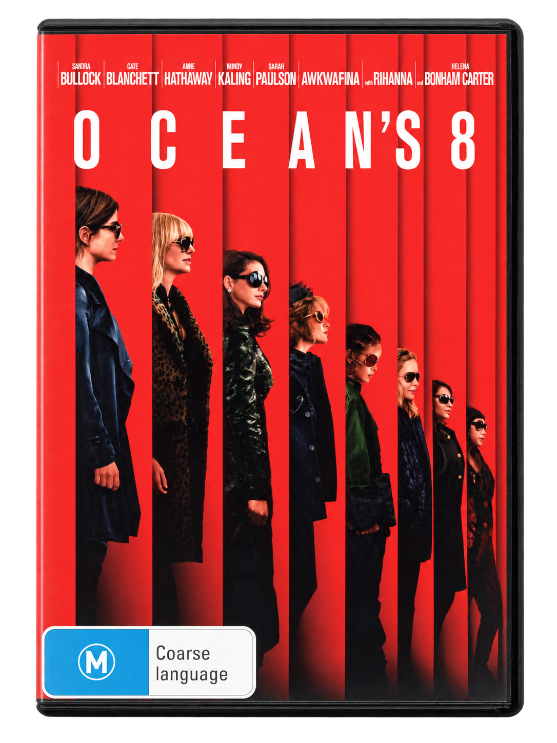Ocean's 8 Australian DVD front case — cleaned reference image with transparent background