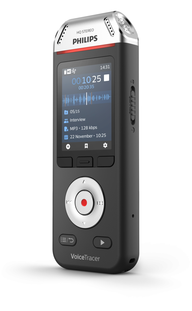 Philips VoiceTracer DVT2110 - controls side - manufacturer reference image, not the actual used item