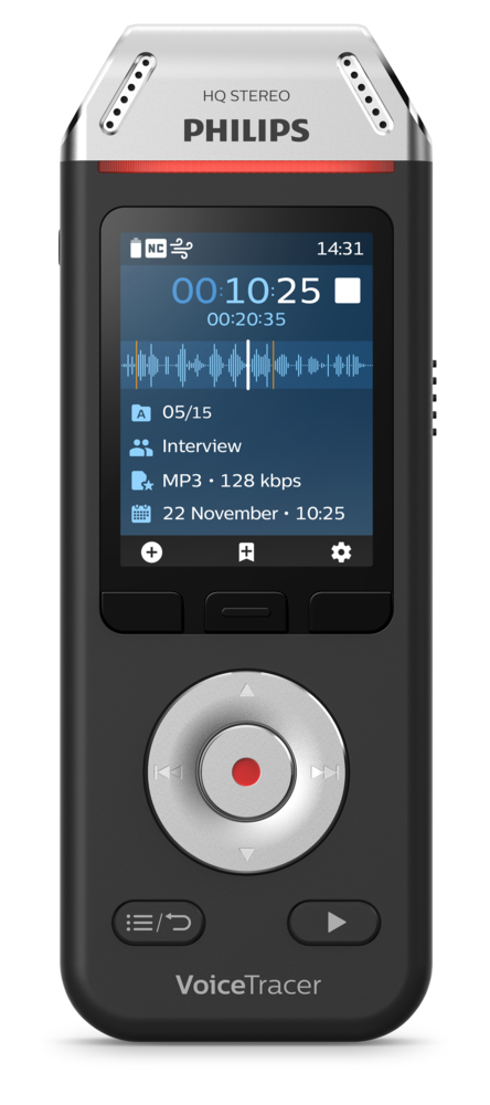 Philips VoiceTracer 8GB Digital Voice Recorder | Black / Chrome | DVT2110