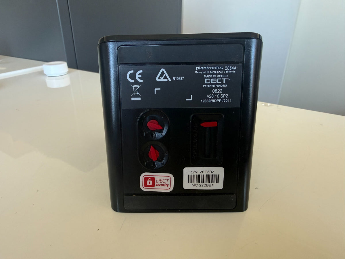 Actual Plantronics C054A DECT base underside and model label