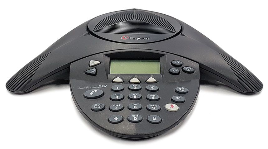 Polycom SoundStation2W console, angled reference view; included base station not pictured