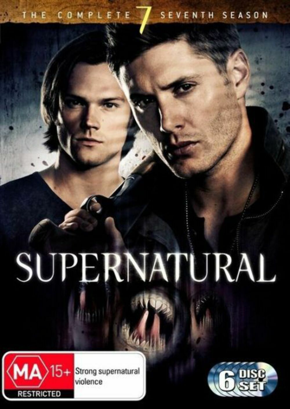 Supernatural: The Complete Seventh Season DVD — Australian MA15+ six-disc cover